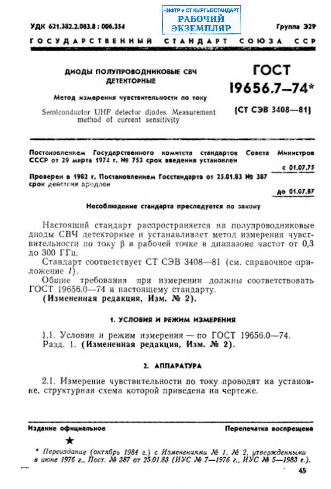 Диоды полупроводниковые СВЧ детекторные. Метод измерения чувствительности по току